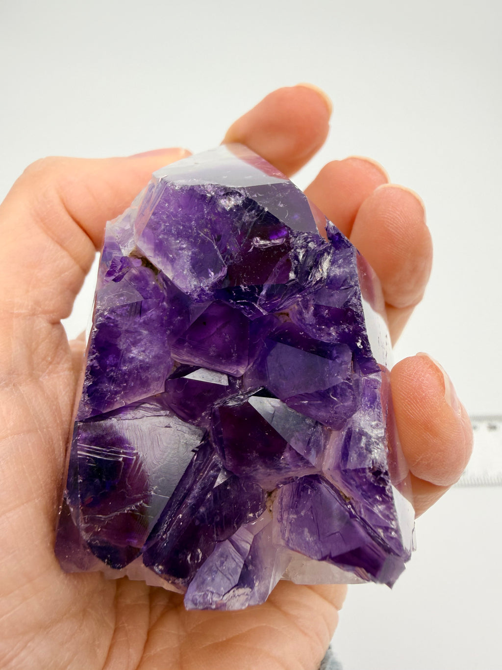 Druzy Banded Agate & Amethyst Crystal Tower – Polished with Raw Druzy Centre (337g)