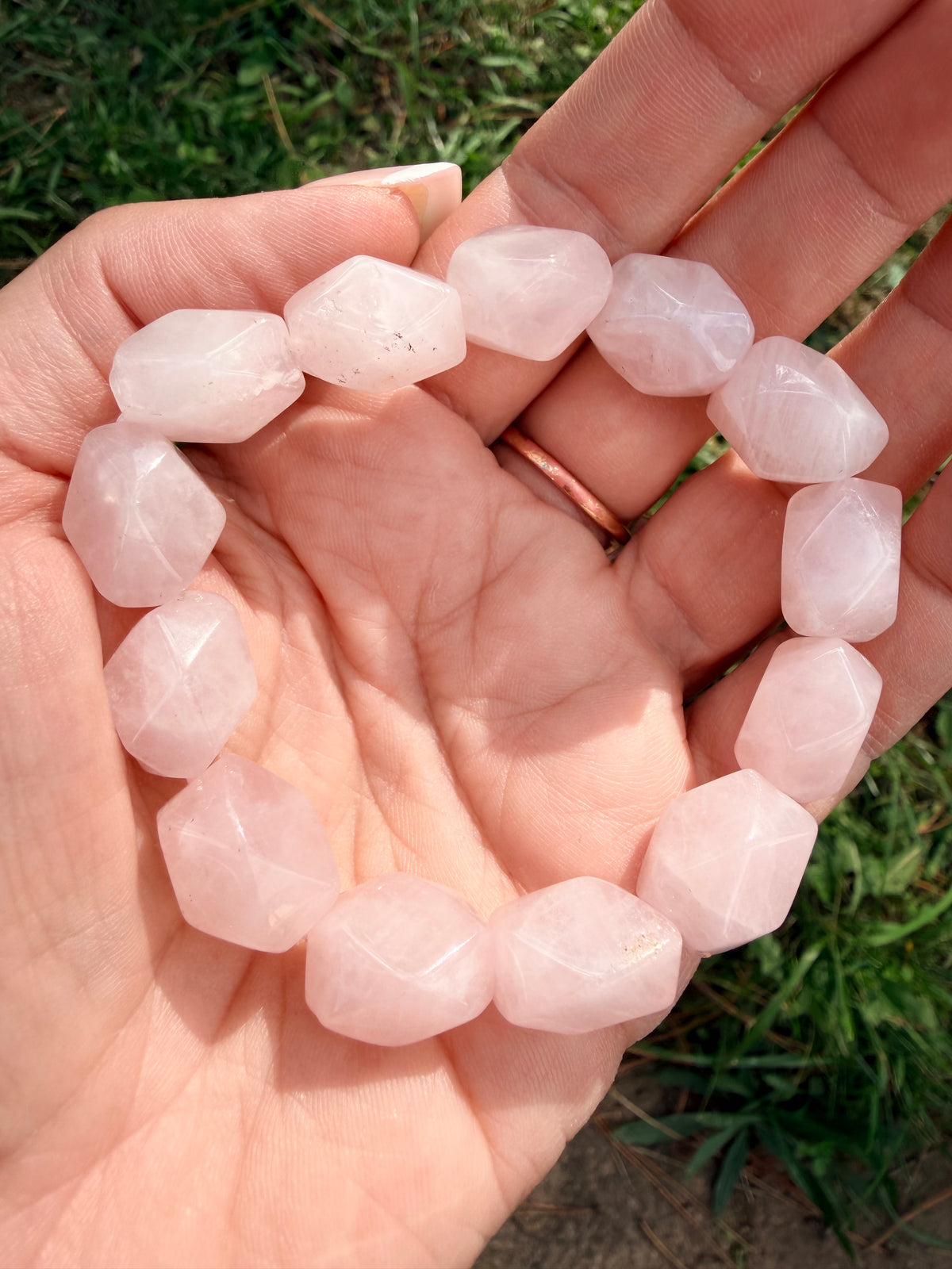 Rose Quartz jumbo faceted bracelet 10 x 14mm