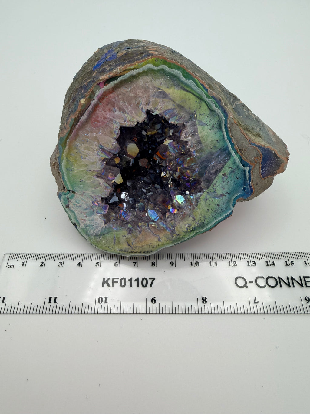 Aura Amethyst Geode – Iridescent Druzy Crystal Cluster (976g) | Watford & St Albans