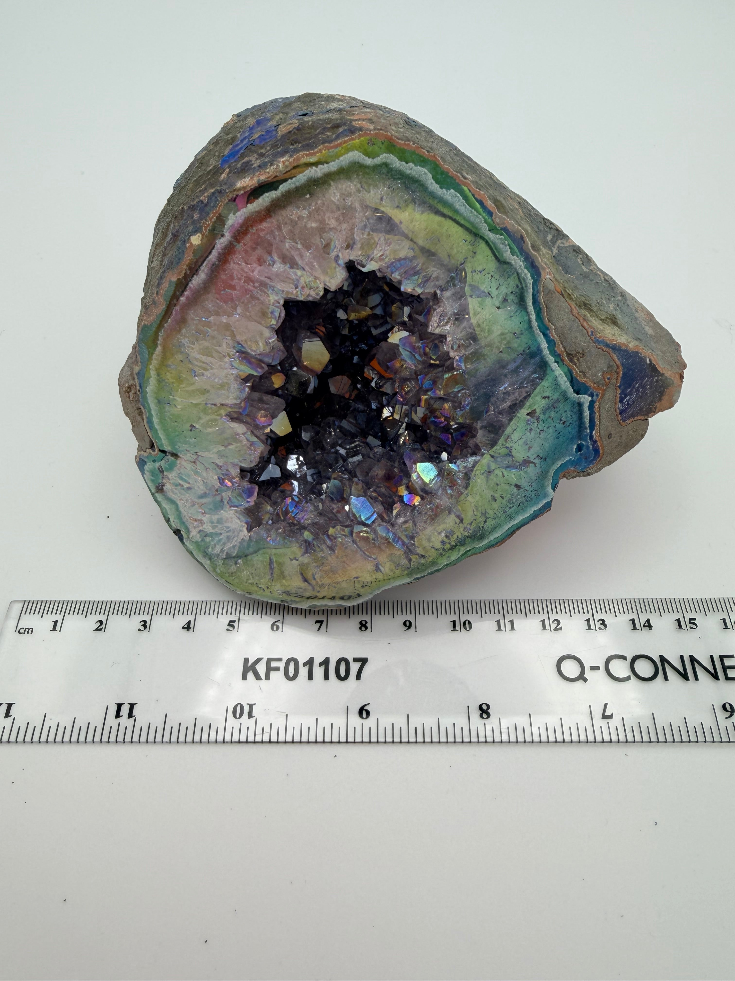 Aura Amethyst Geode – Iridescent Druzy Crystal Cluster (976g) | Watford & St Albans