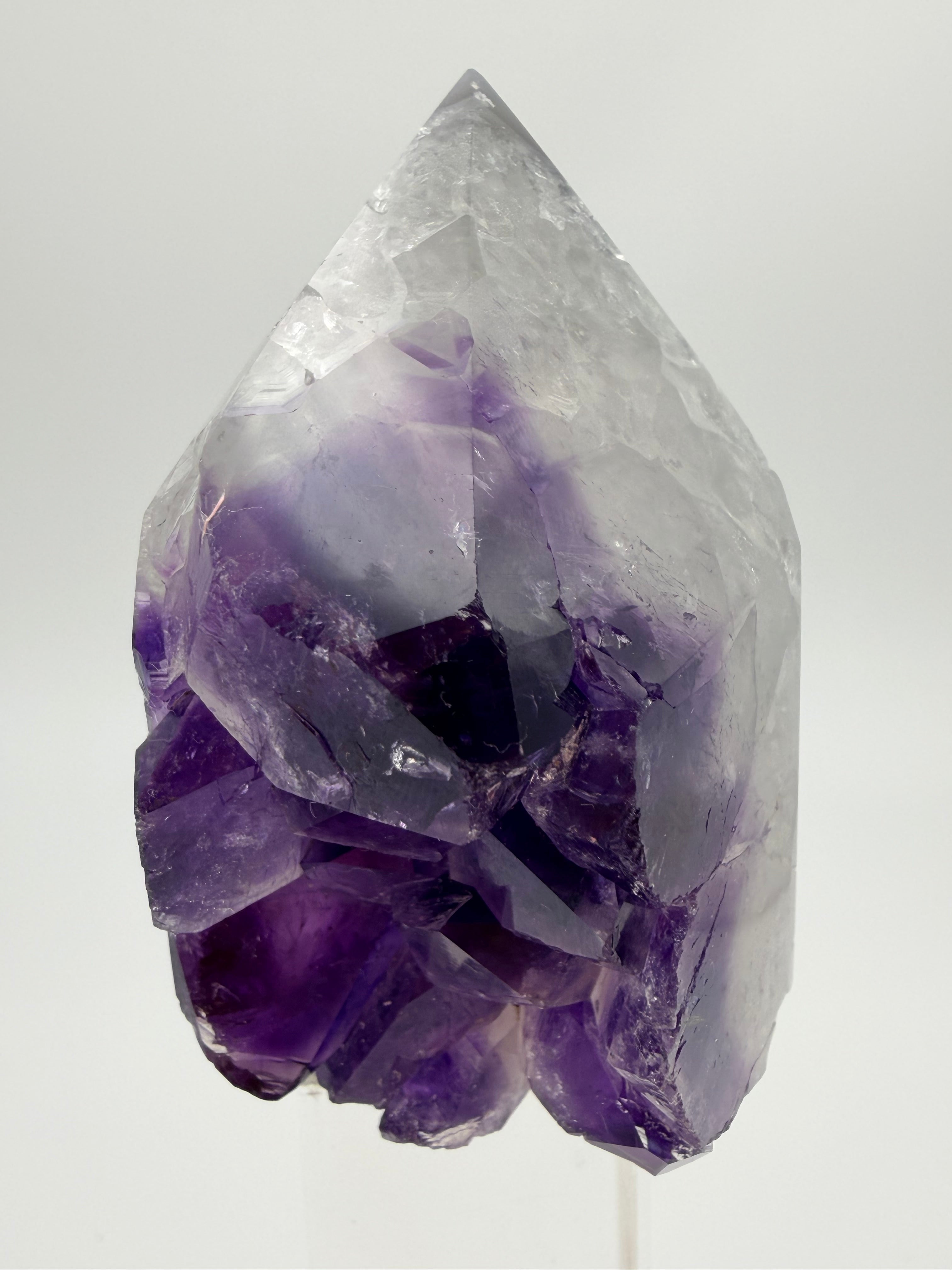 Druzy Banded Agate & Amethyst Crystal Tower – Polished with Raw Druzy Centre (337g)