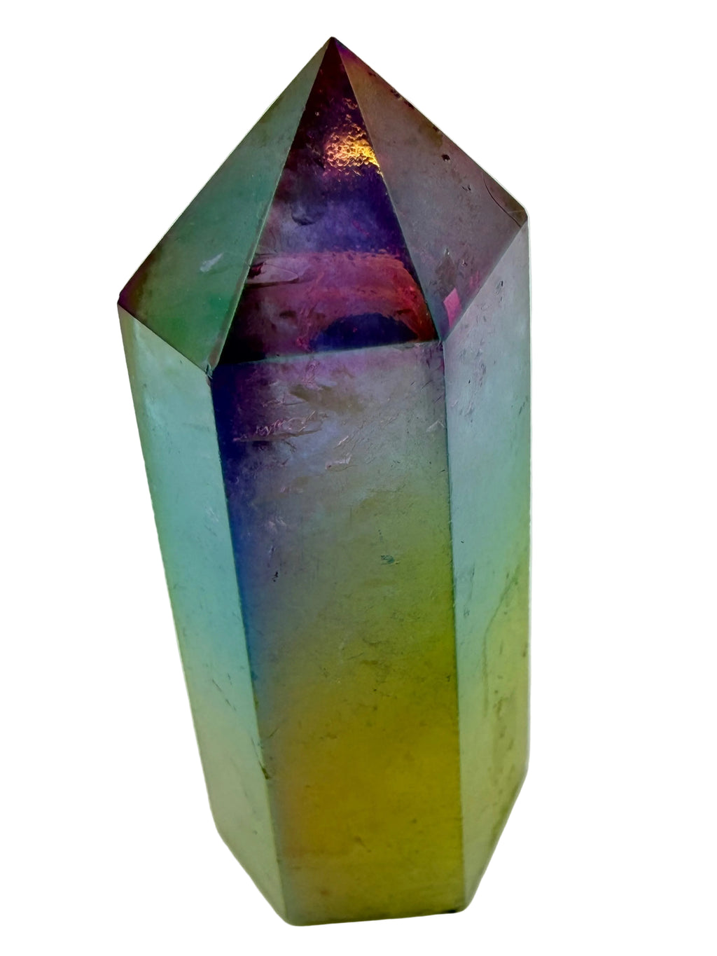 Rainbow Aura Quartz Tower – 73g Polished Crystal Point