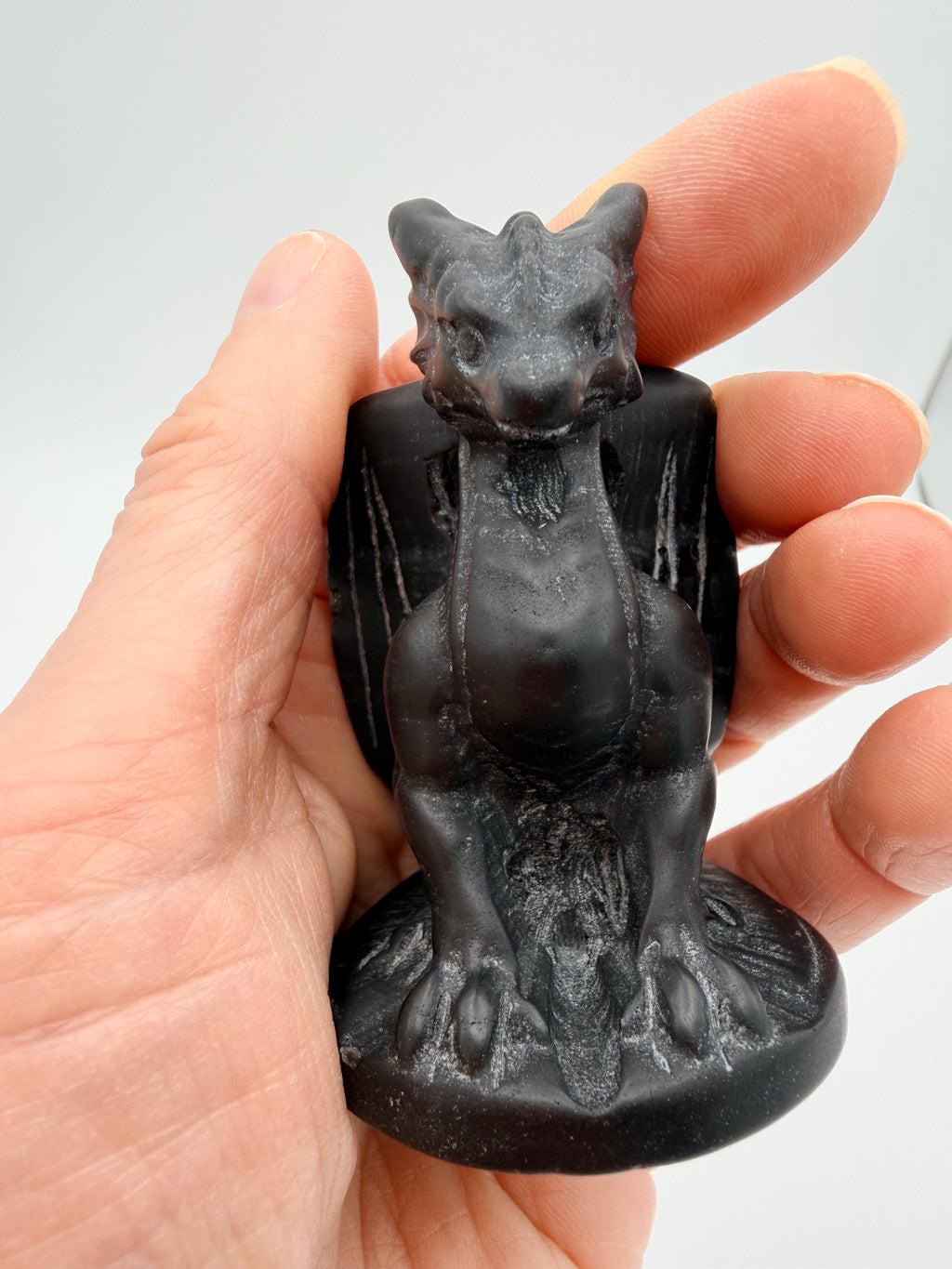 Black Obsidian Dragon Carving – Protective Crystal Dragon Figure