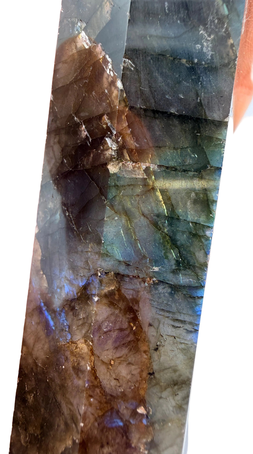 Labradorite Tower 166g – Polished Flash Crystal Point | Blue & Gold Fire | Watford UK