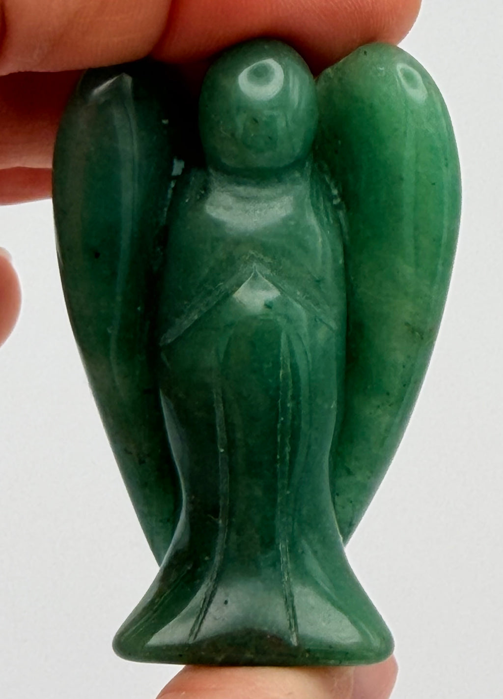 Green Aventurine Angel Carving – Handheld Crystal Guardian