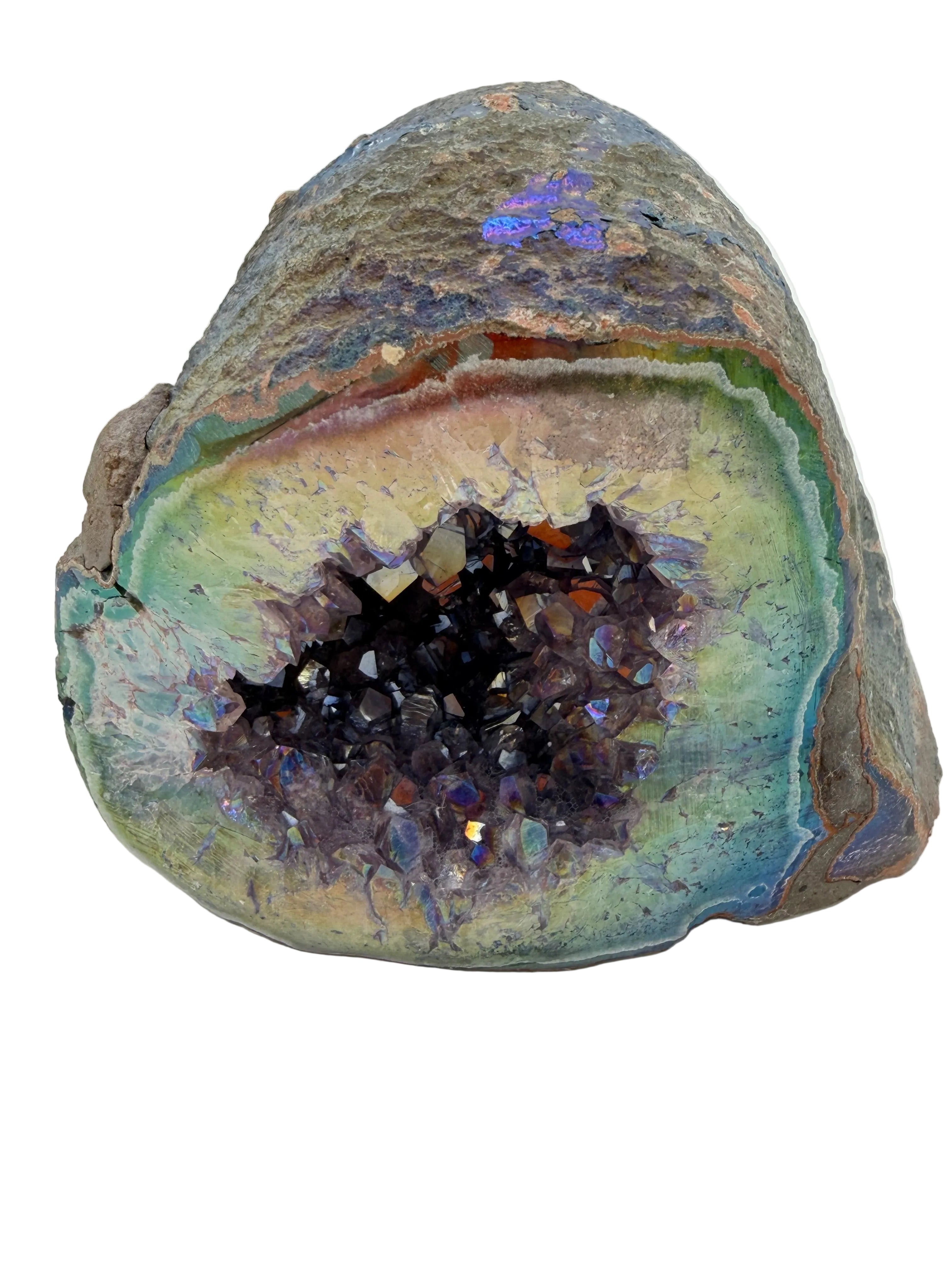 Aura Amethyst Geode – Iridescent Druzy Crystal Cluster (976g) | Watford & St Albans