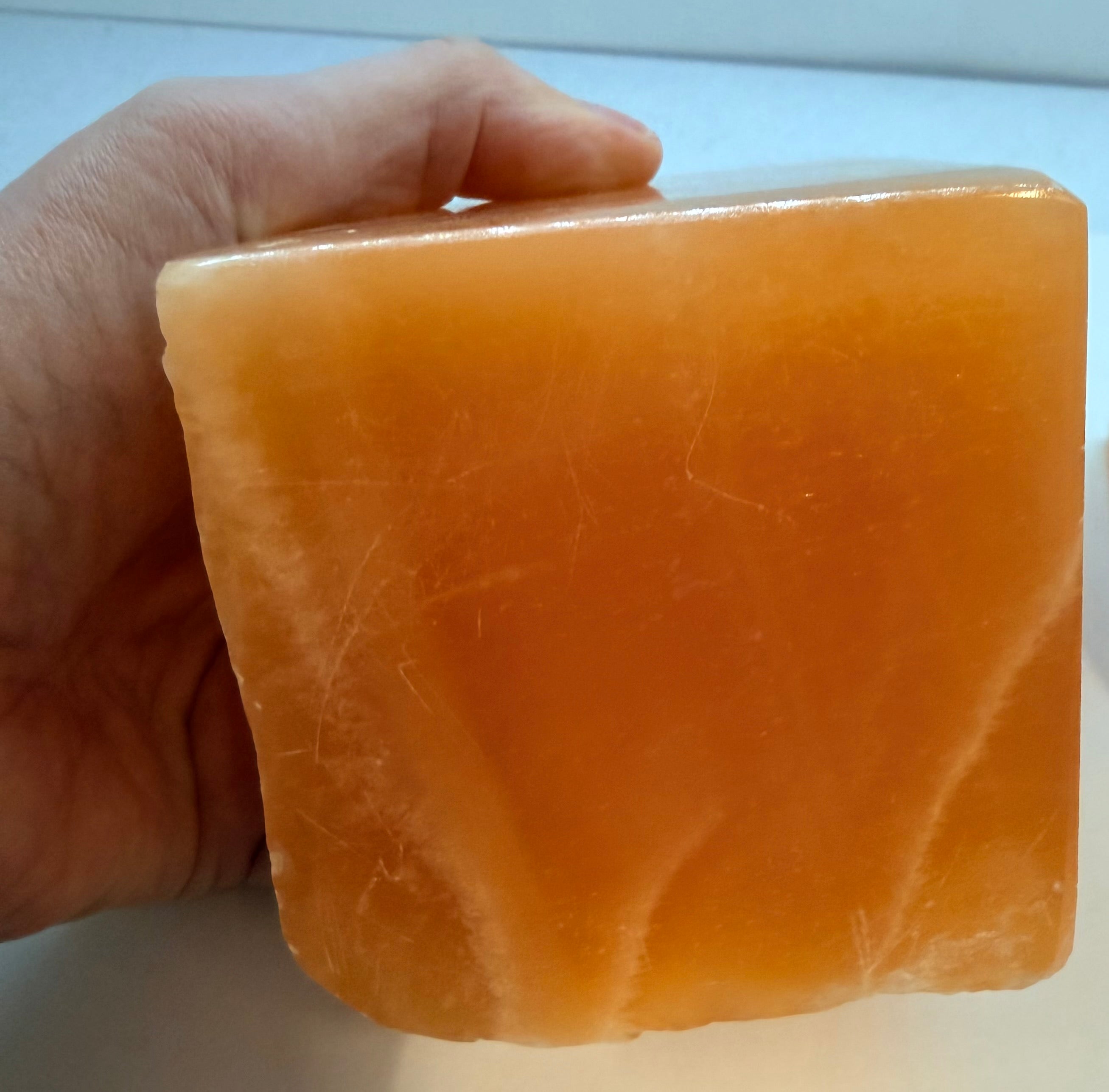 Orange Calcite Bookends – Natural Polished Crystal Pair