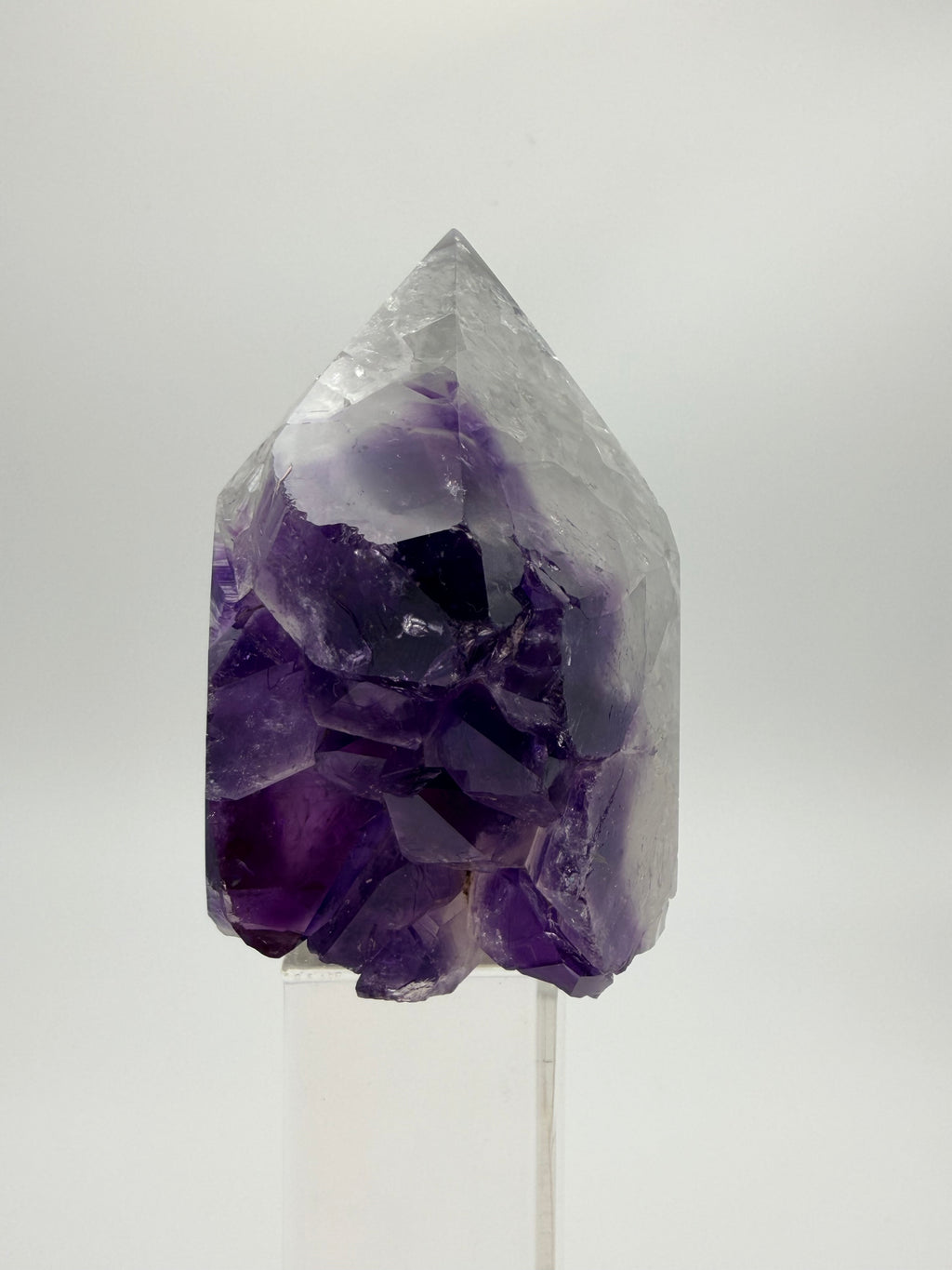 Druzy Banded Agate & Amethyst Crystal Tower – Polished with Raw Druzy Centre (337g)
