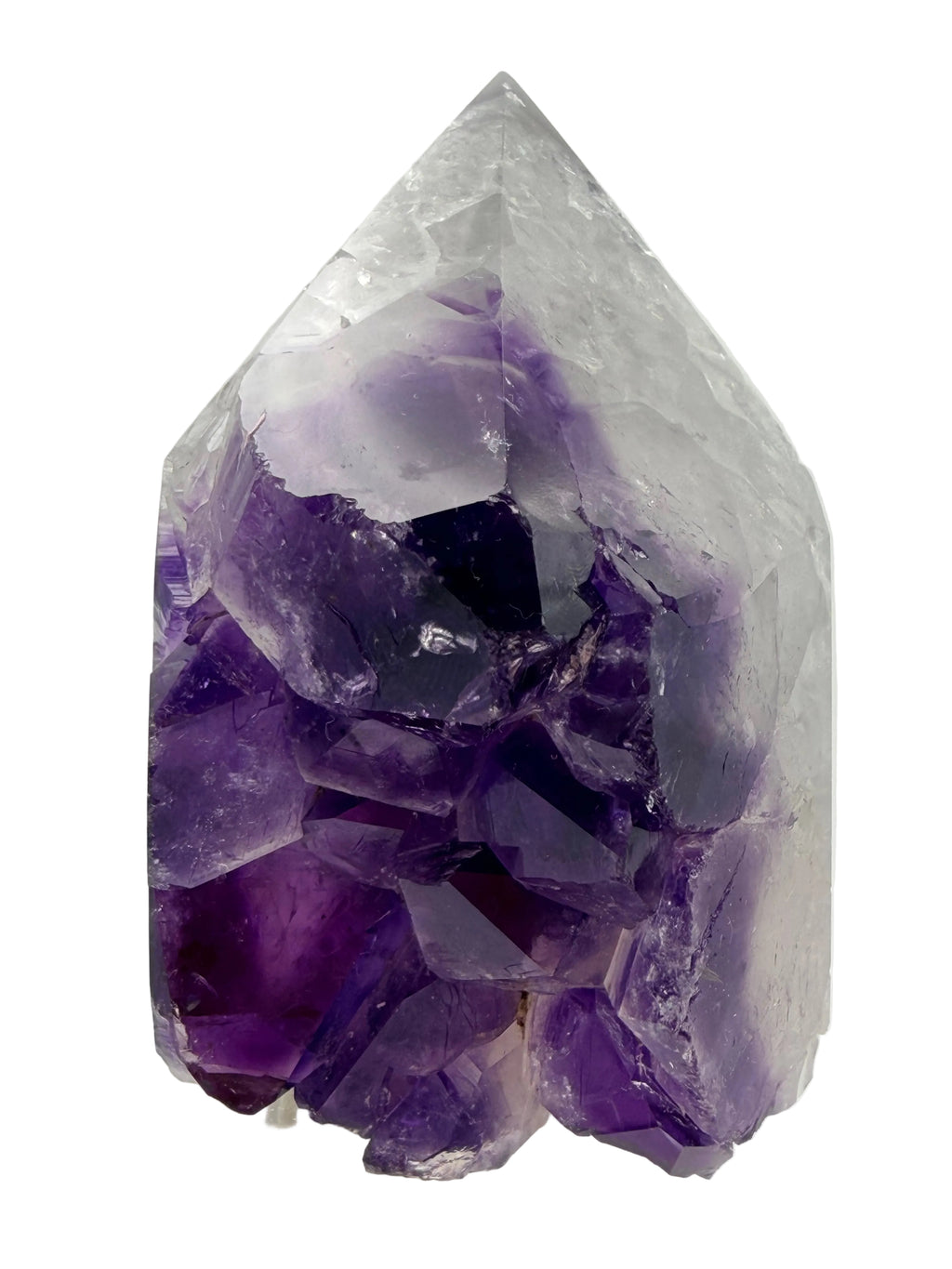 Druzy Banded Agate & Amethyst Crystal Tower – Polished with Raw Druzy Centre (337g)