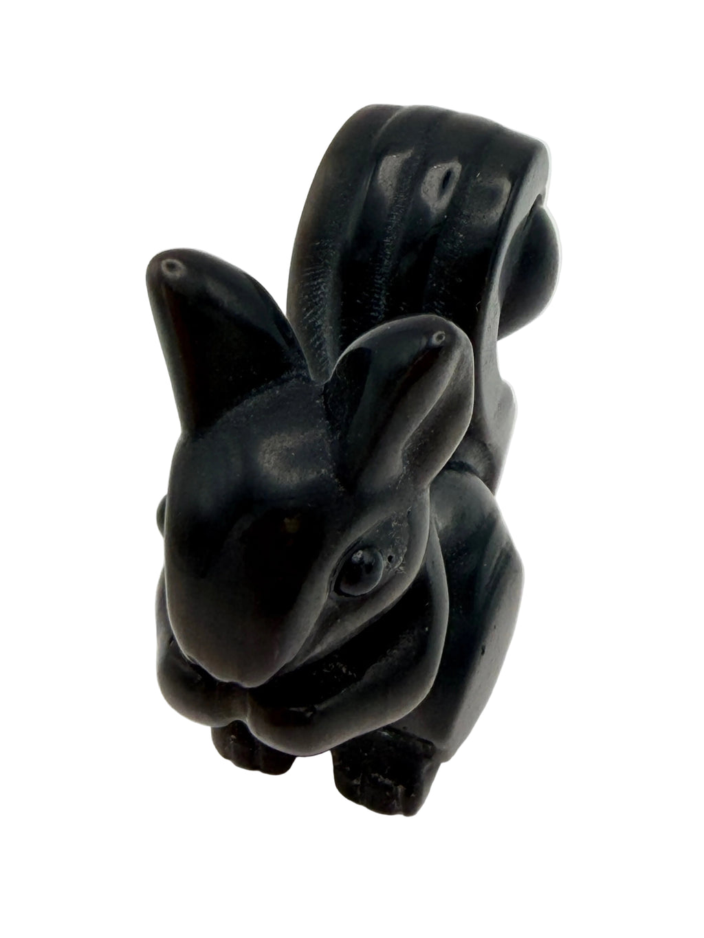Silver Sheen Obsidian Squirrel Carving
