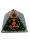 Malachite Orgonite Pyramid – Copper Coil & Quartz Point – 260g
