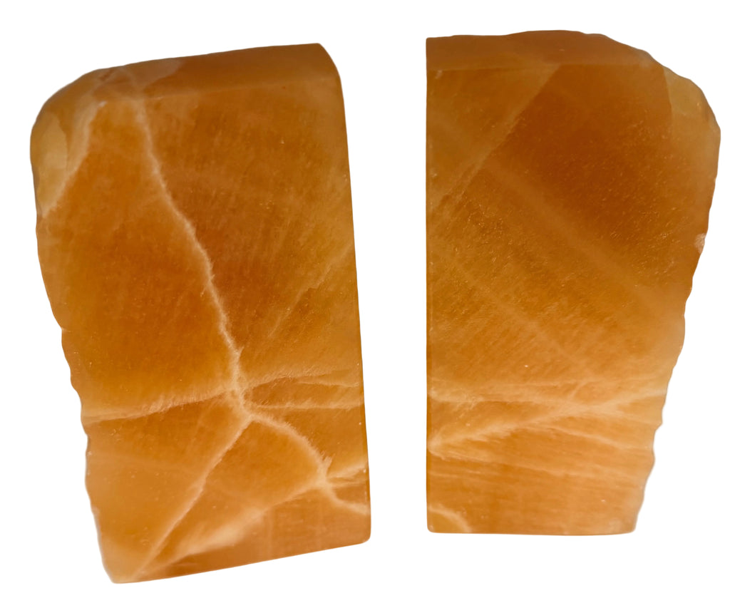 Orange Calcite Bookends – Natural Polished Crystal Pair