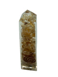 Citrine Crystal Chip Obelisk – Golden Quartz Resin Tower with Copper Coil