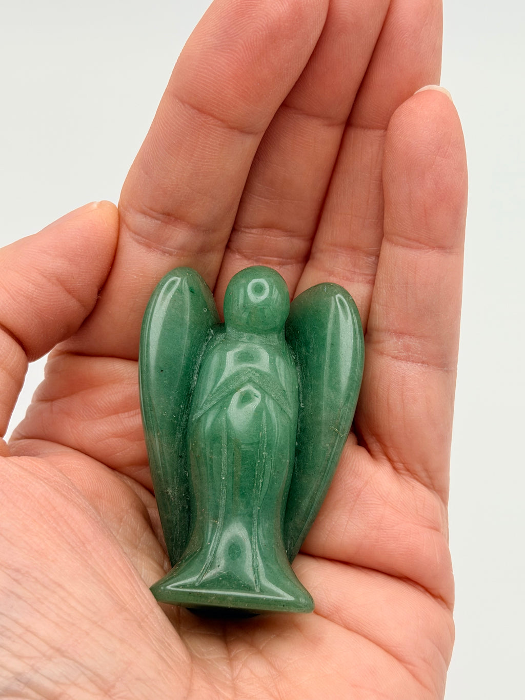Green Aventurine Angel Carving – Handheld Crystal Guardian