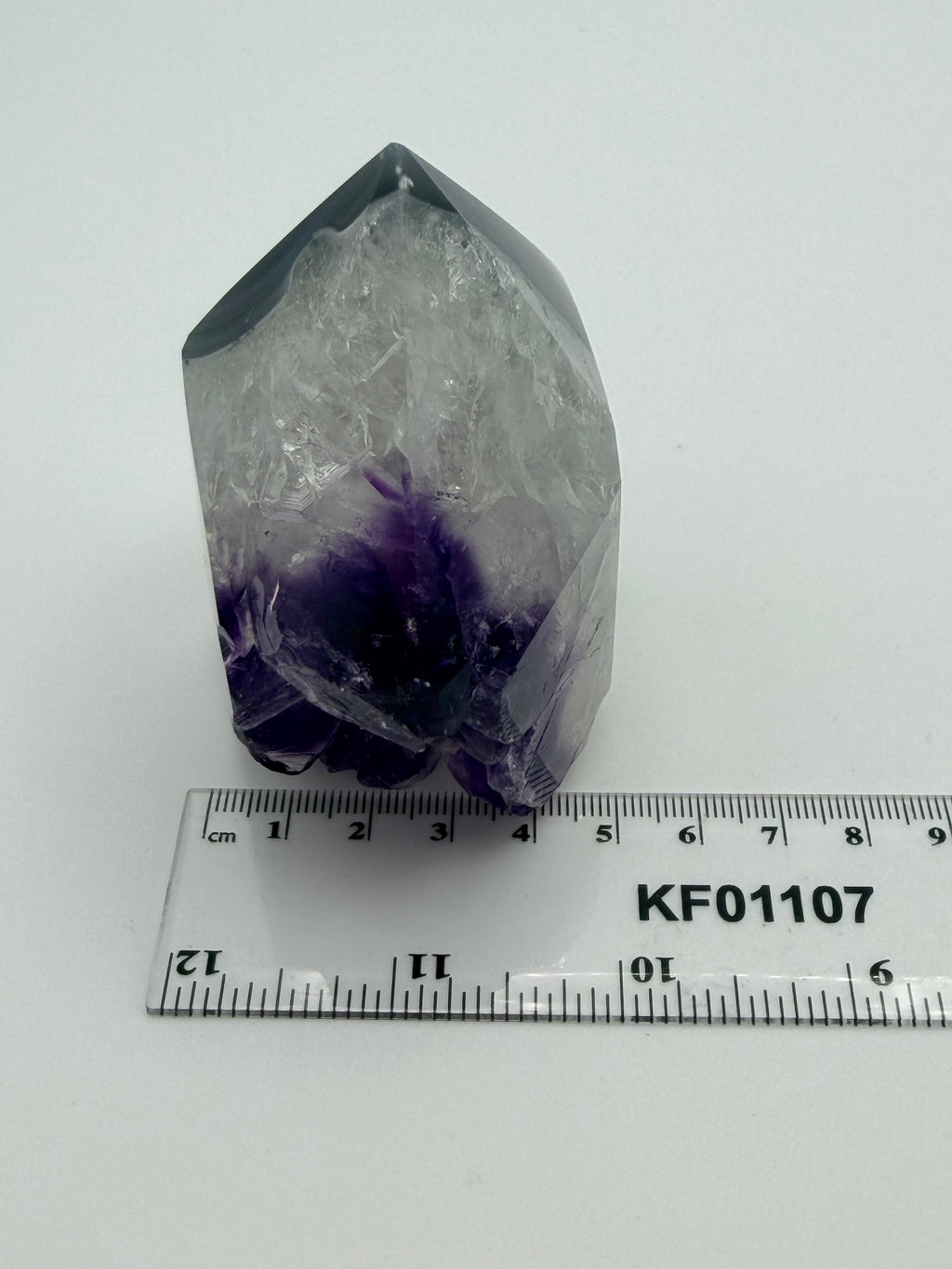 Druzy Banded Agate & Amethyst Crystal Tower – Polished with Raw Druzy Centre (337g)