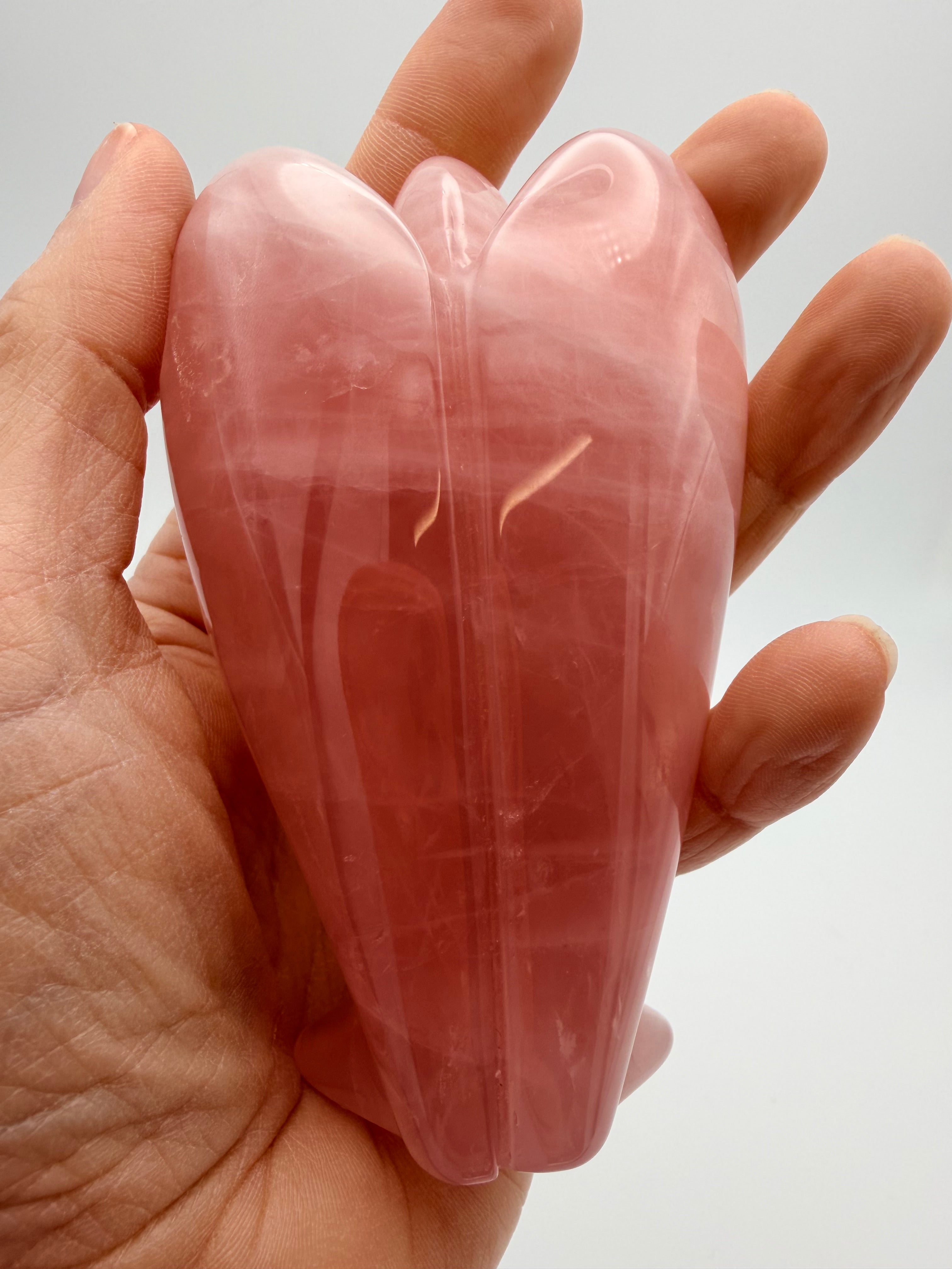 Large Rose Quartz Angel Carving – 213g Pink Crystal Angel | Healing Crystal Gift UK