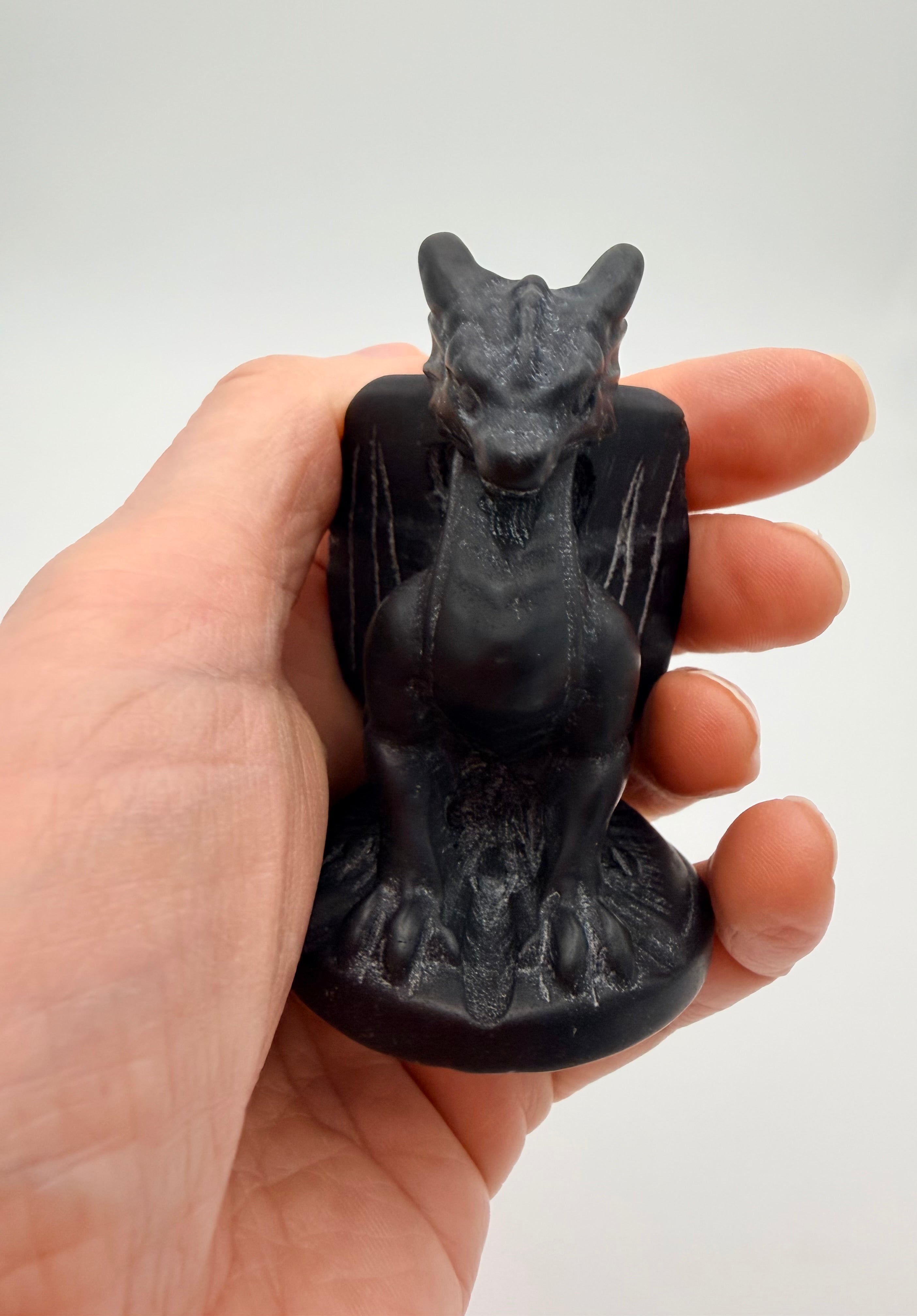 Black Obsidian Dragon Carving – Protective Crystal Dragon Figure