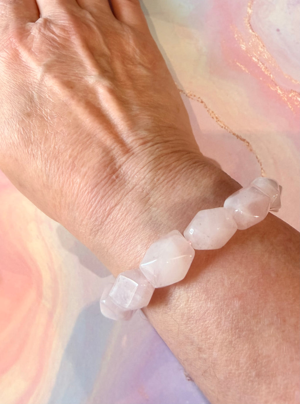 Rose Quartz jumbo faceted bracelet 10 x 14mm
