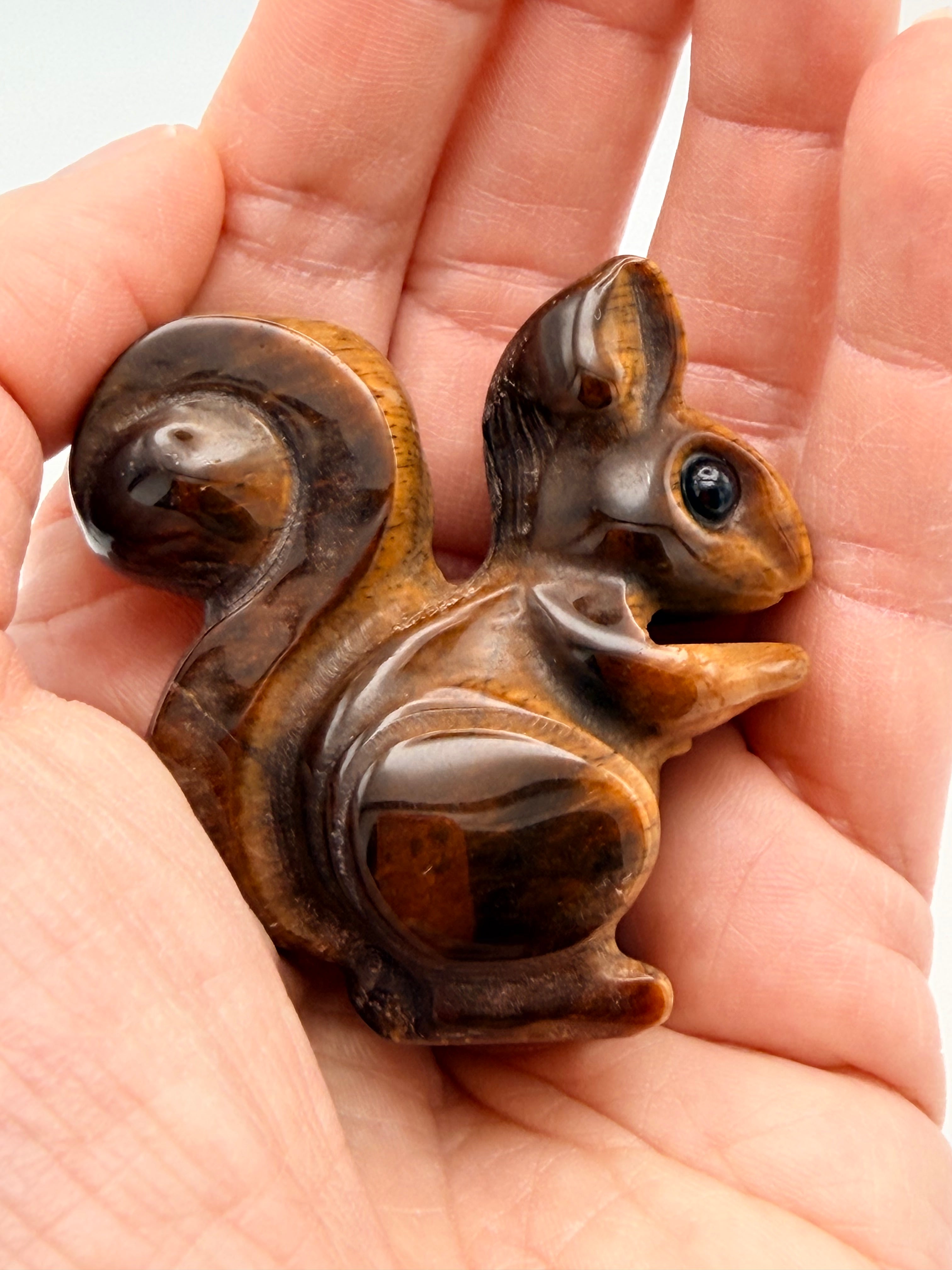 Tiger’s Eye Squirrel Carving