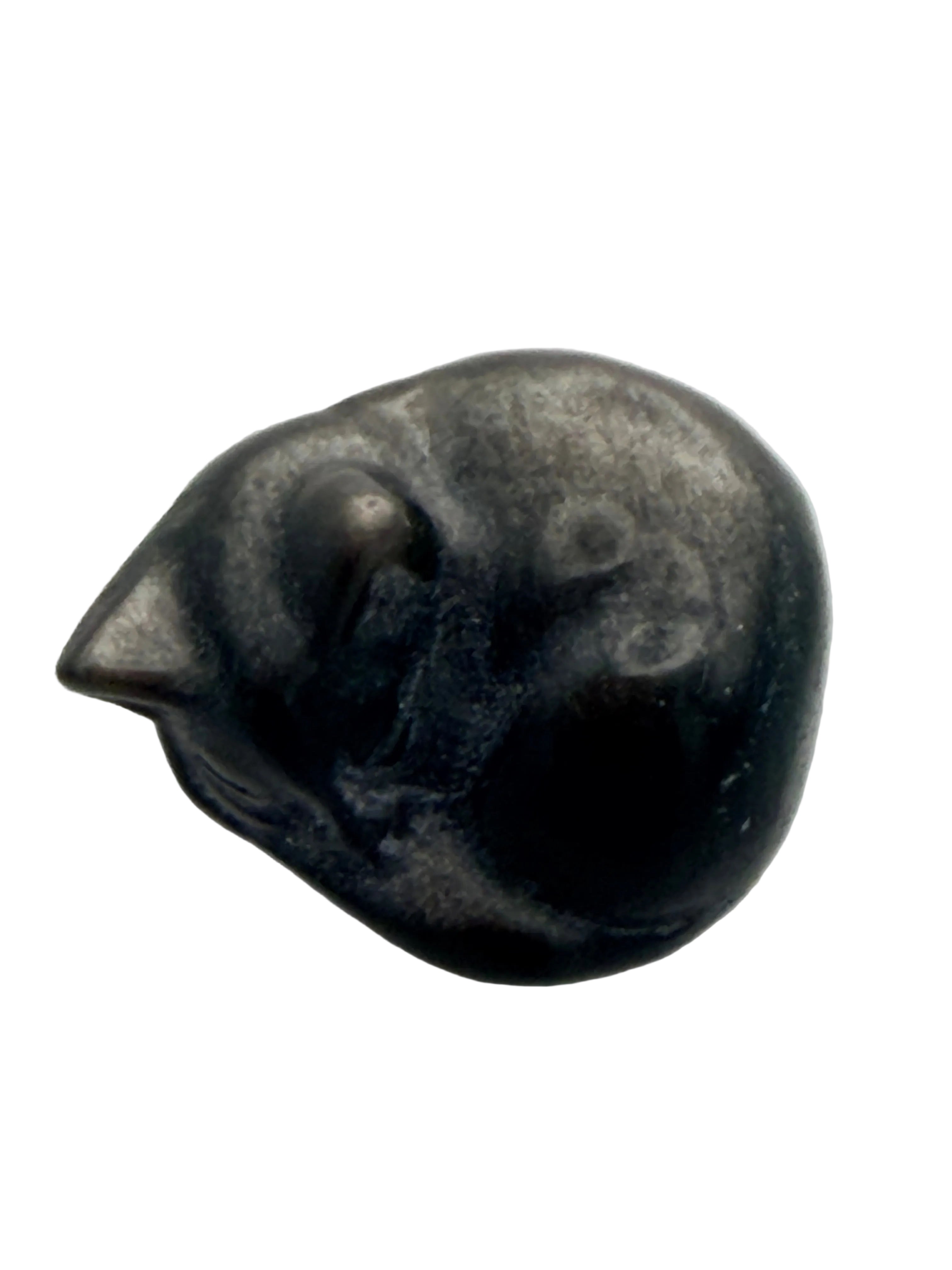 Black-Silver sheen Obsidian mini kitten sleeping protection stone