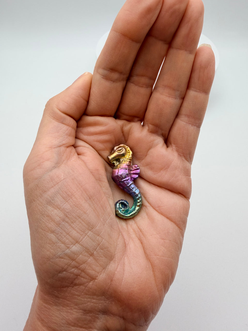 Rainbow Bismuth Seahorse Ornament – Mini Metallic Decorative Figure