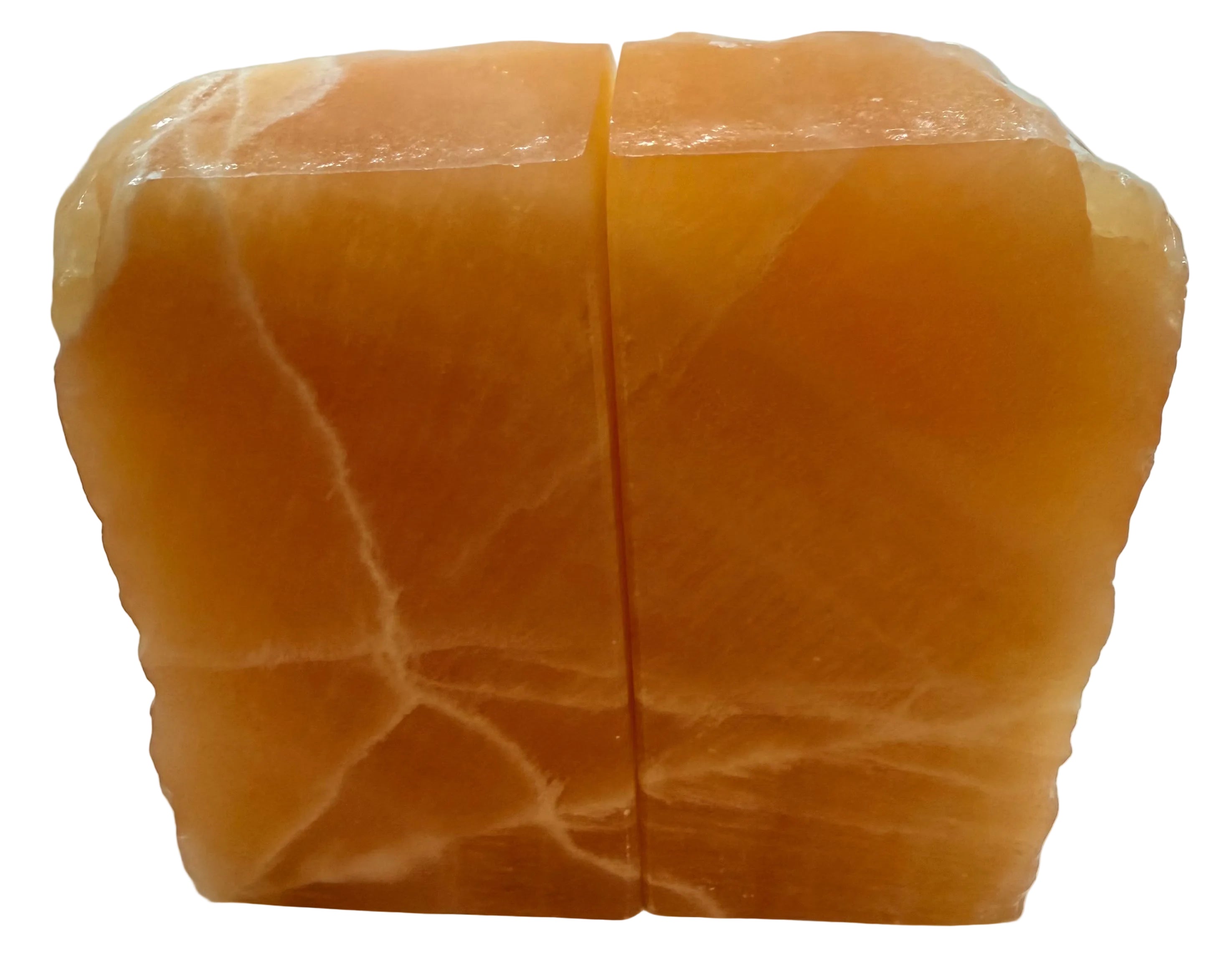 Orange Calcite Bookends – Natural Polished Crystal Pair