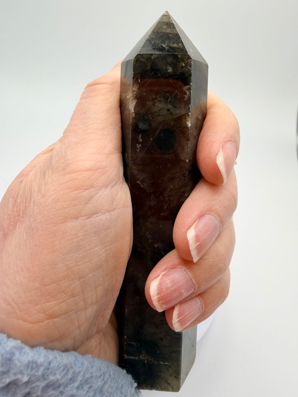 Labradorite Tower 166g – Polished Flash Crystal Point | Blue & Gold Fire | Watford UK