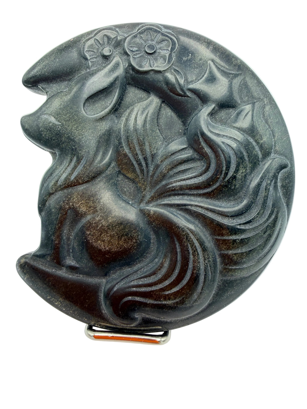 Gold Sheen Obsidian Fox carving