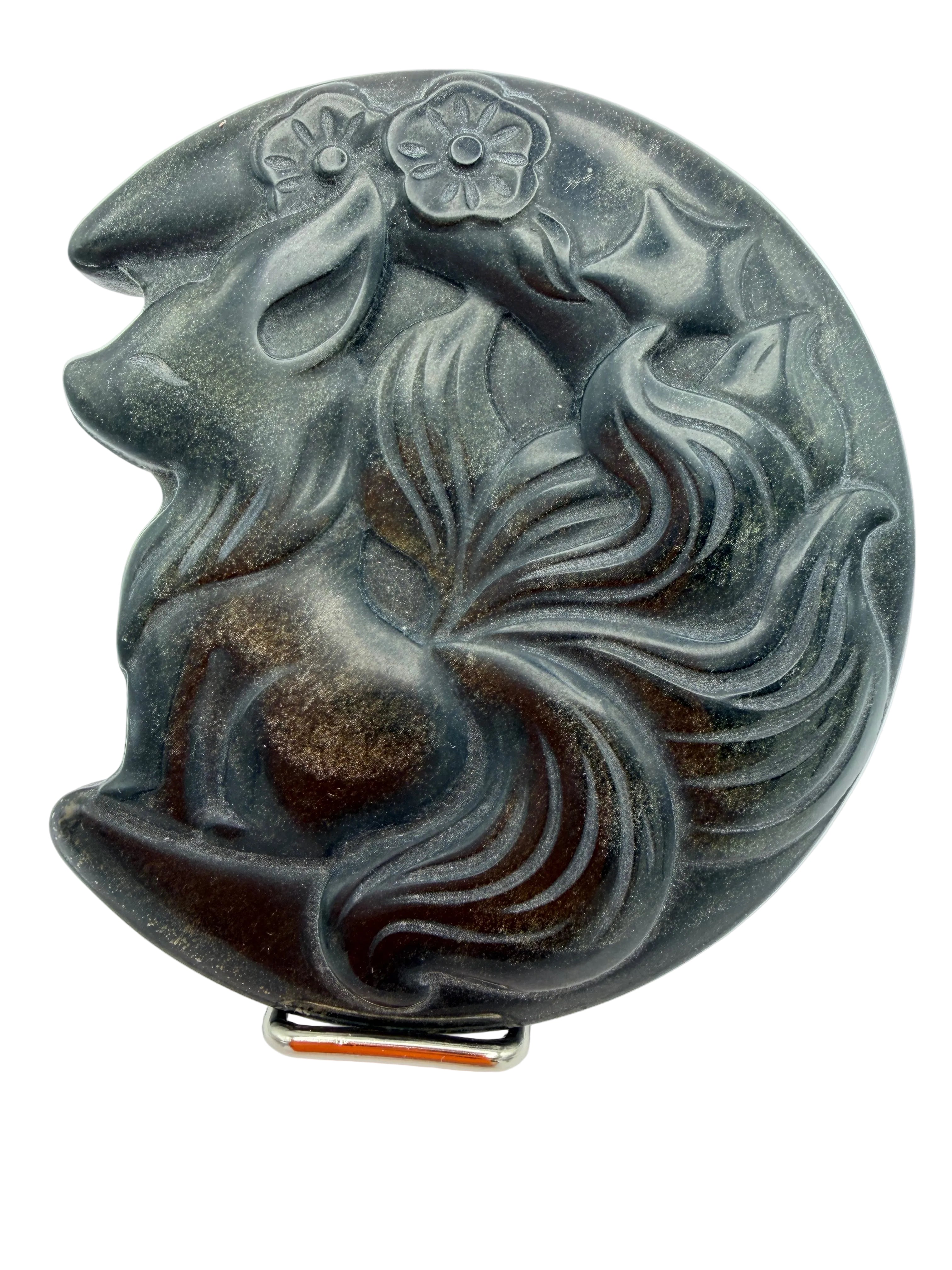 Gold Sheen Obsidian Fox carving
