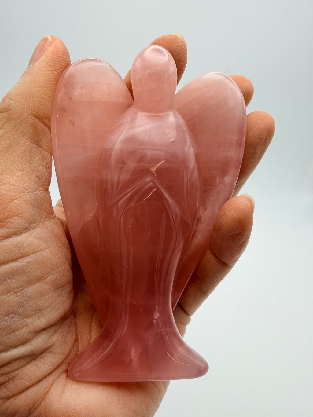 Large Rose Quartz Angel Carving – 213g Pink Crystal Angel | Healing Crystal Gift UK