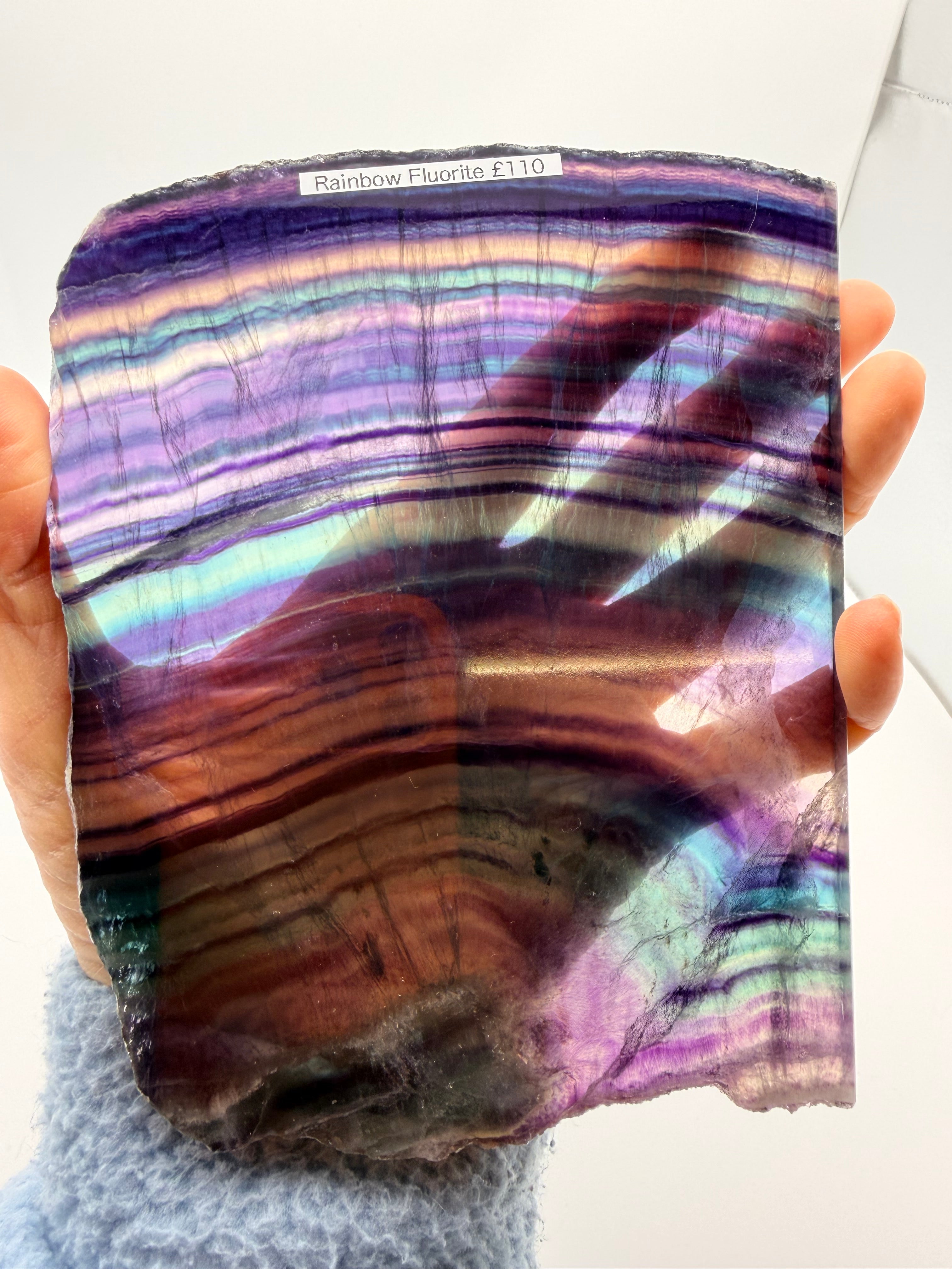 Rainbow Fluorite Slice 431g | Polished Fluorite Crystal UK