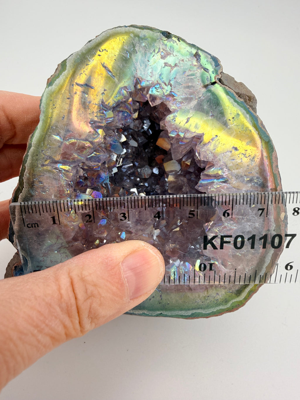 Aura Amethyst Geode – Iridescent Druzy Crystal Cluster (976g) | Watford & St Albans