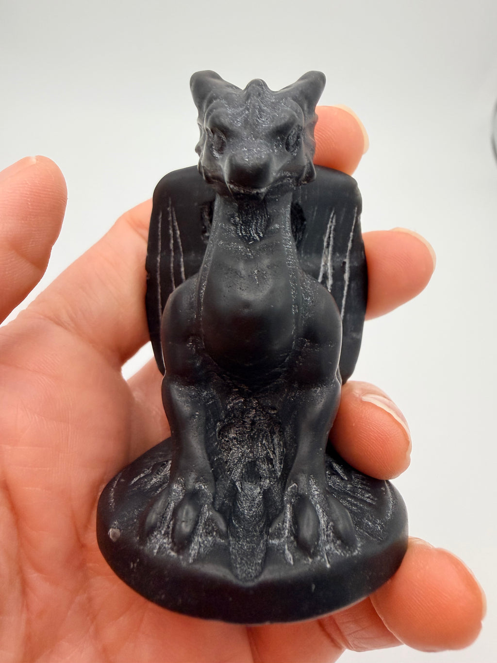 Black Obsidian Dragon Carving – Protective Crystal Dragon Figure