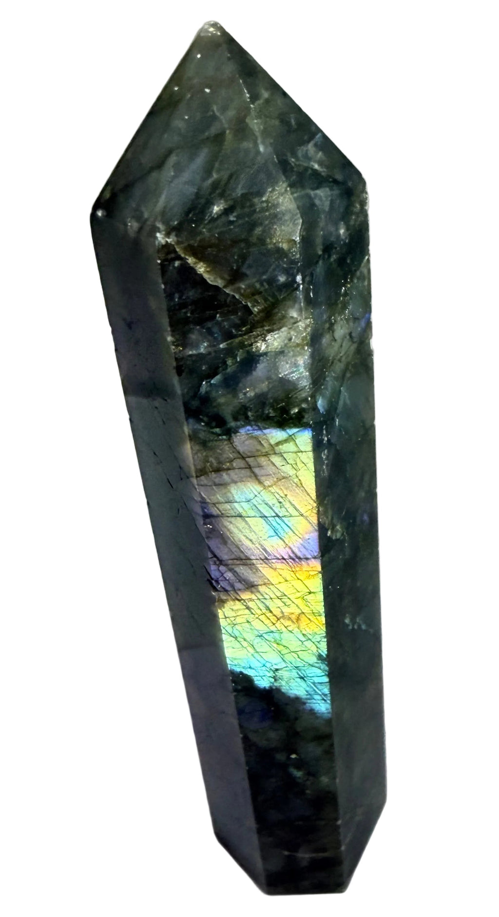 Labradorite Tower 166g – Polished Flash Crystal Point | Blue & Gold Fire | Watford UK