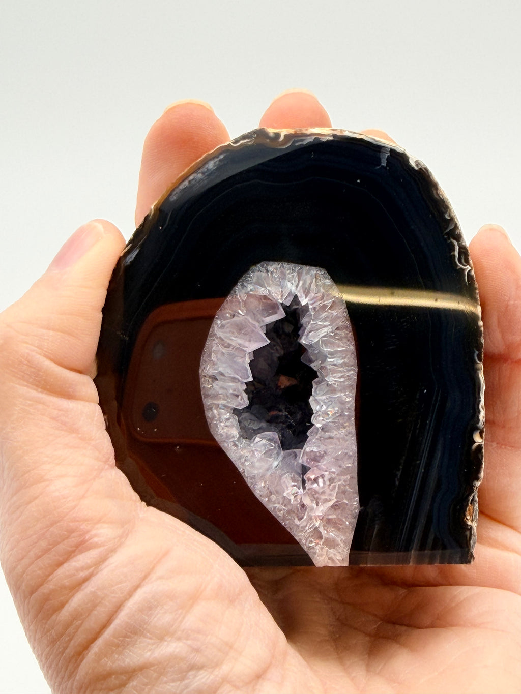 Druzy Agate Geode Freeform – Polished Crystal with Natural Druzy Centre