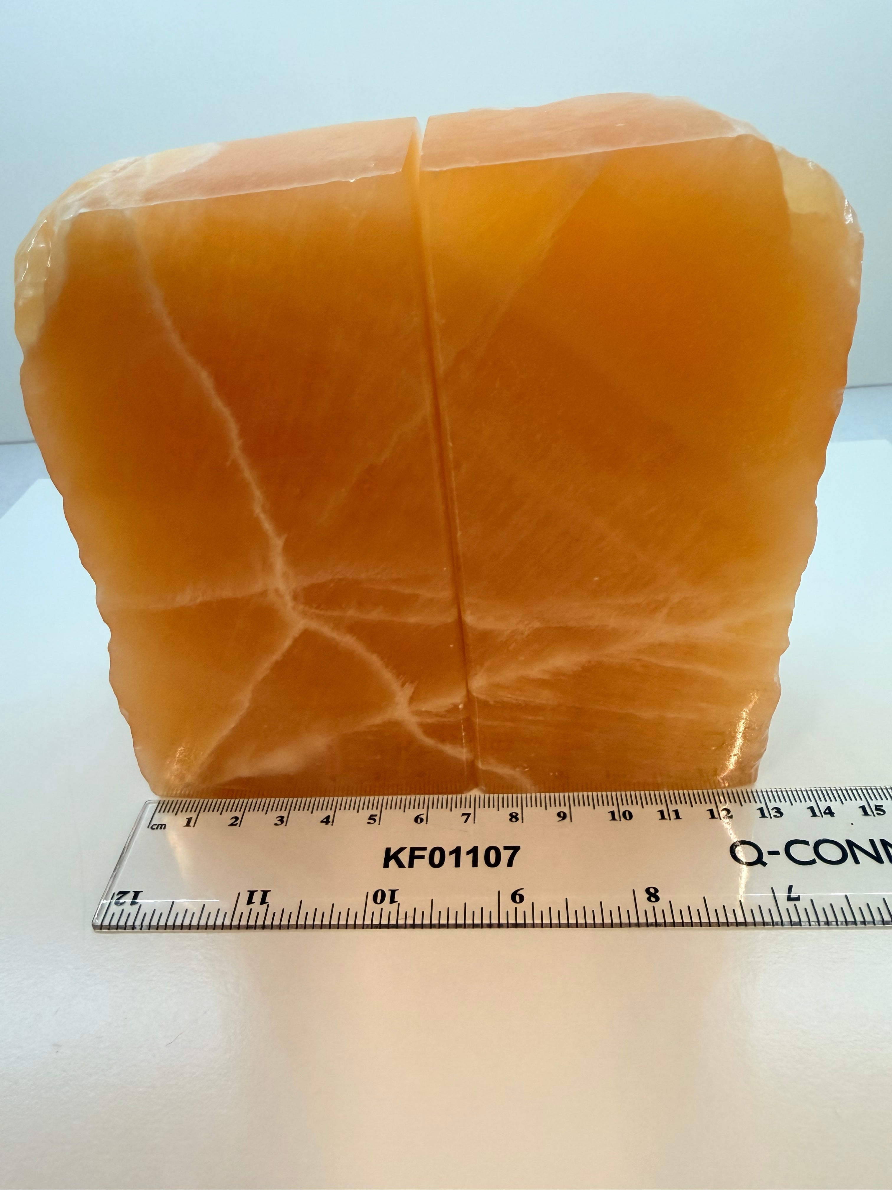 Orange Calcite Bookends – Natural Polished Crystal Pair