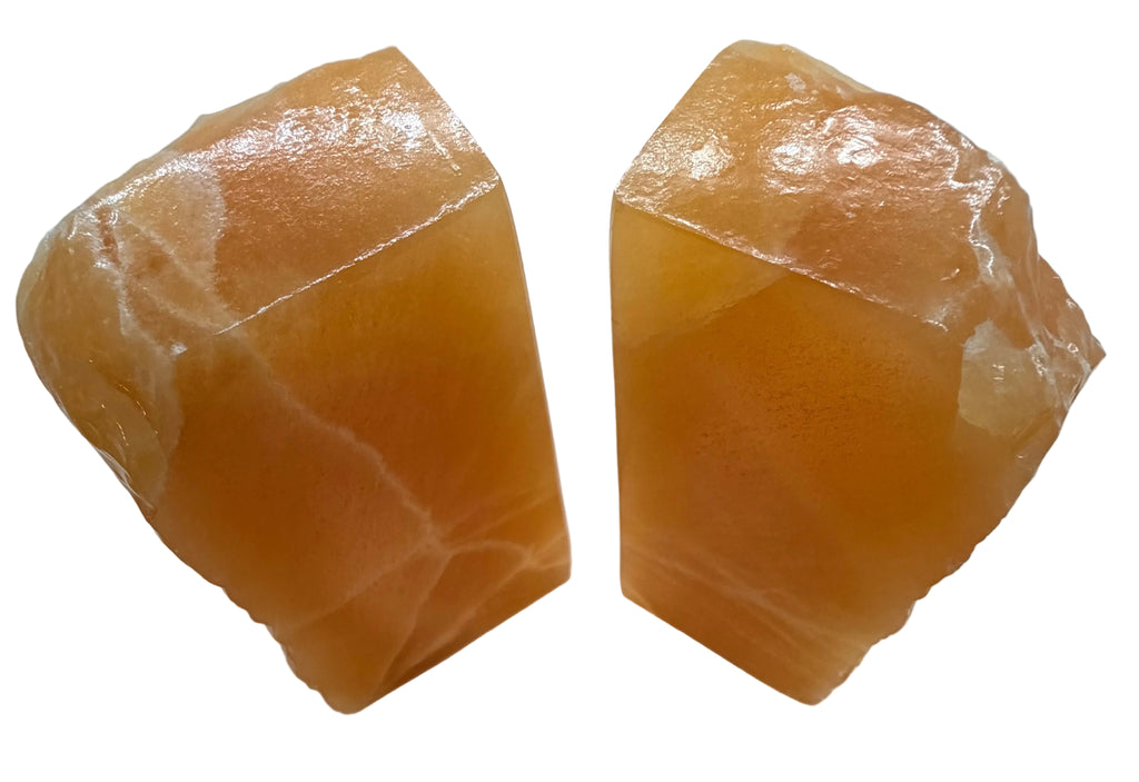 Orange Calcite Bookends – Natural Polished Crystal Pair