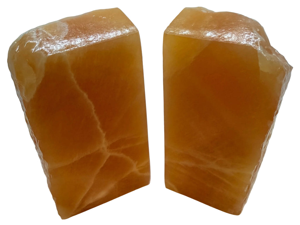 Orange Calcite Bookends – Natural Polished Crystal Pair