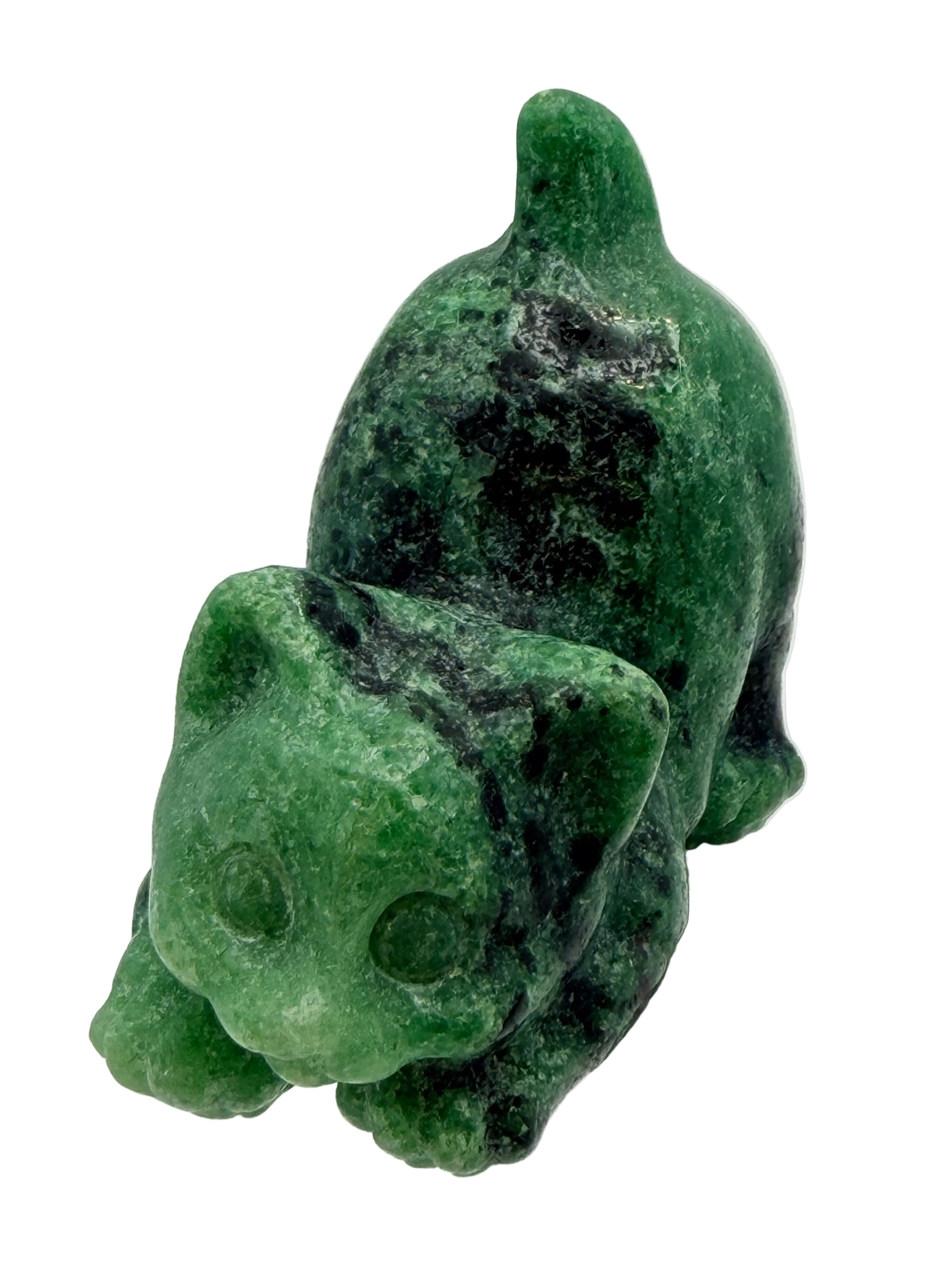 Ruby Zoisite Cat Carving (Anyolite)