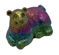 Solid Bismuth Bear Carving – Rainbow Metallic Crystal Animal (50g)
