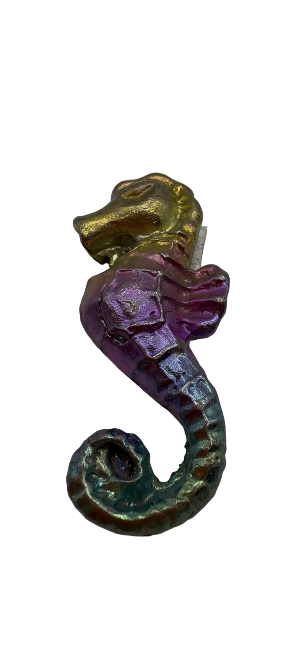Rainbow Bismuth Seahorse Ornament – Mini Metallic Decorative Figure