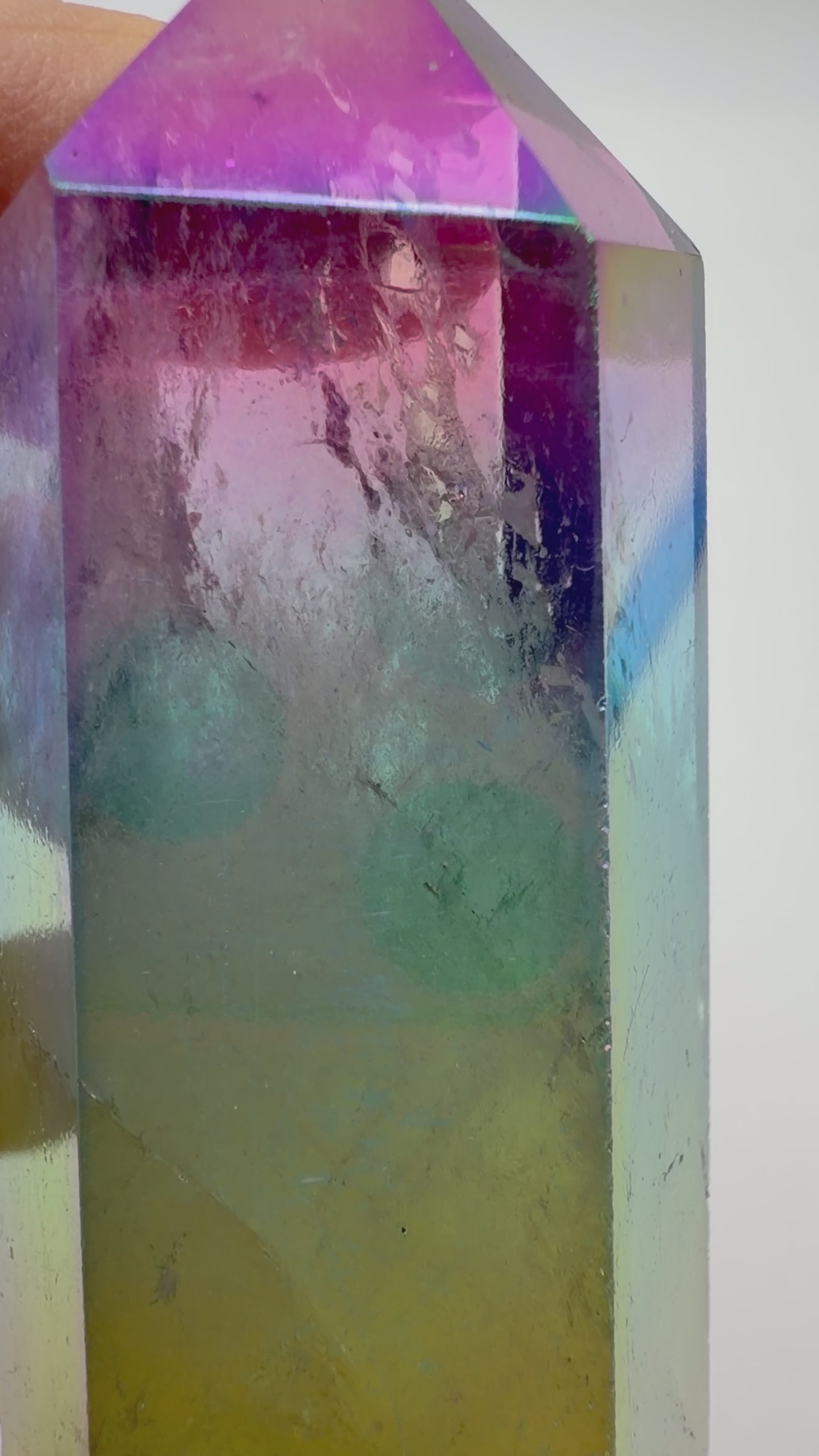 Rainbow Aura Quartz Tower – 73g Polished Crystal Point