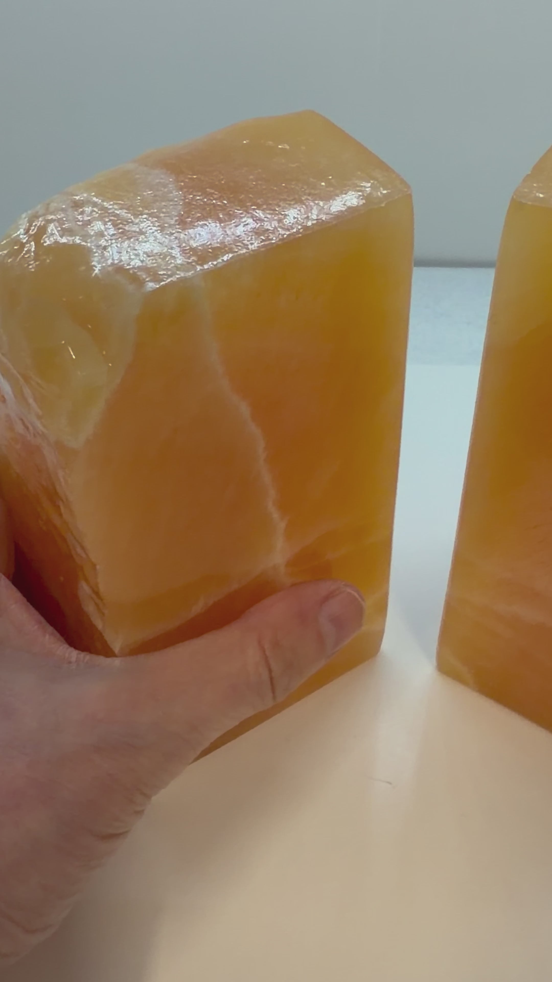 Orange Calcite Bookends – Natural Polished Crystal Pair