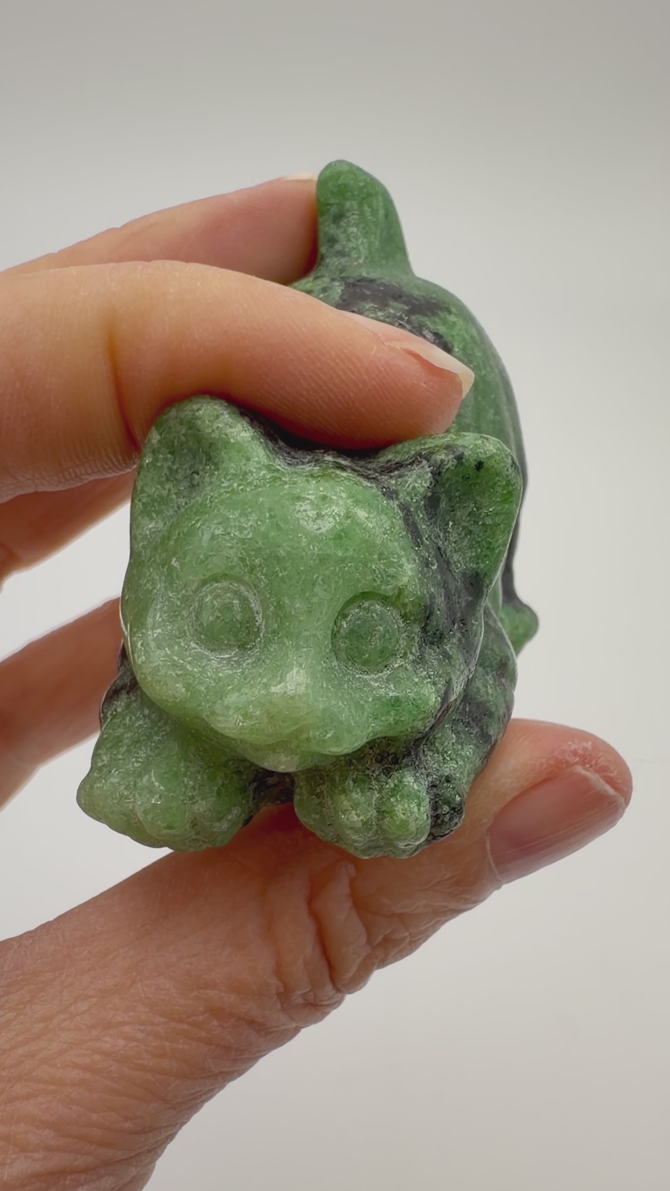 Ruby Zoisite Cat Carving (Anyolite)