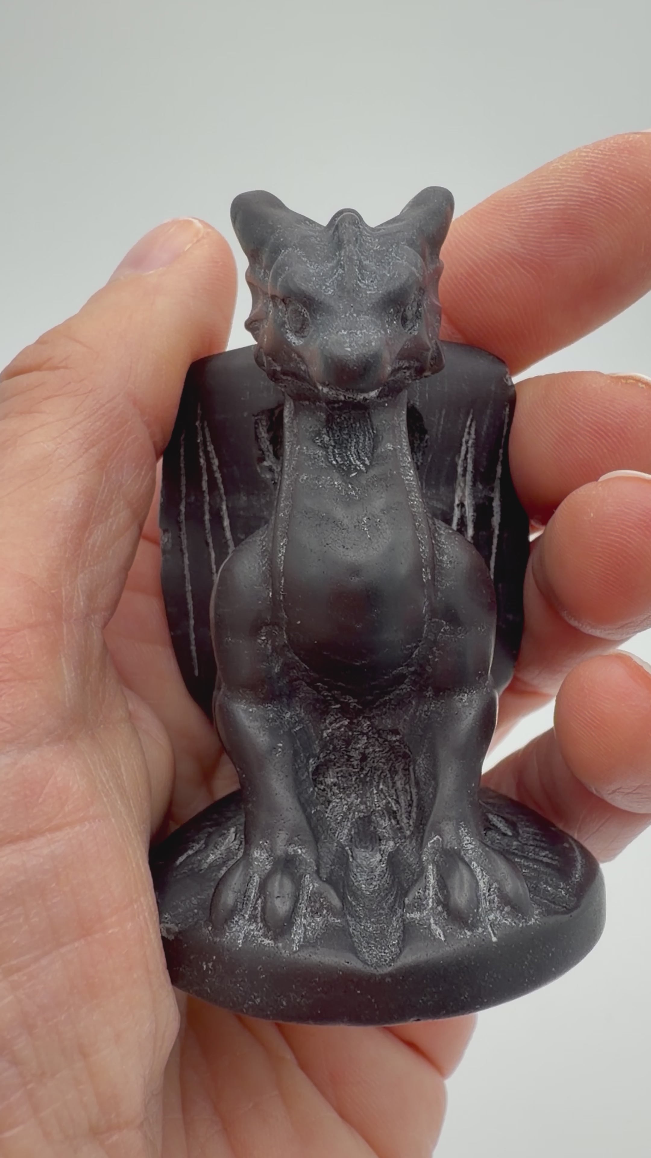 Black Obsidian Dragon Carving – Protective Crystal Dragon Figure