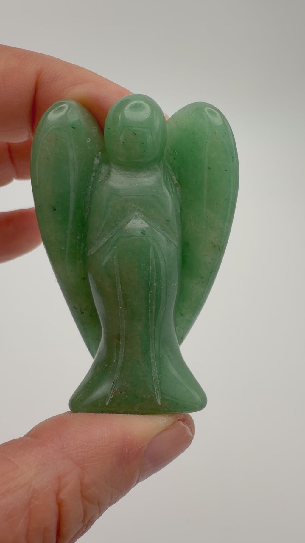 Green Aventurine Angel Carving – Handheld Crystal Guardian