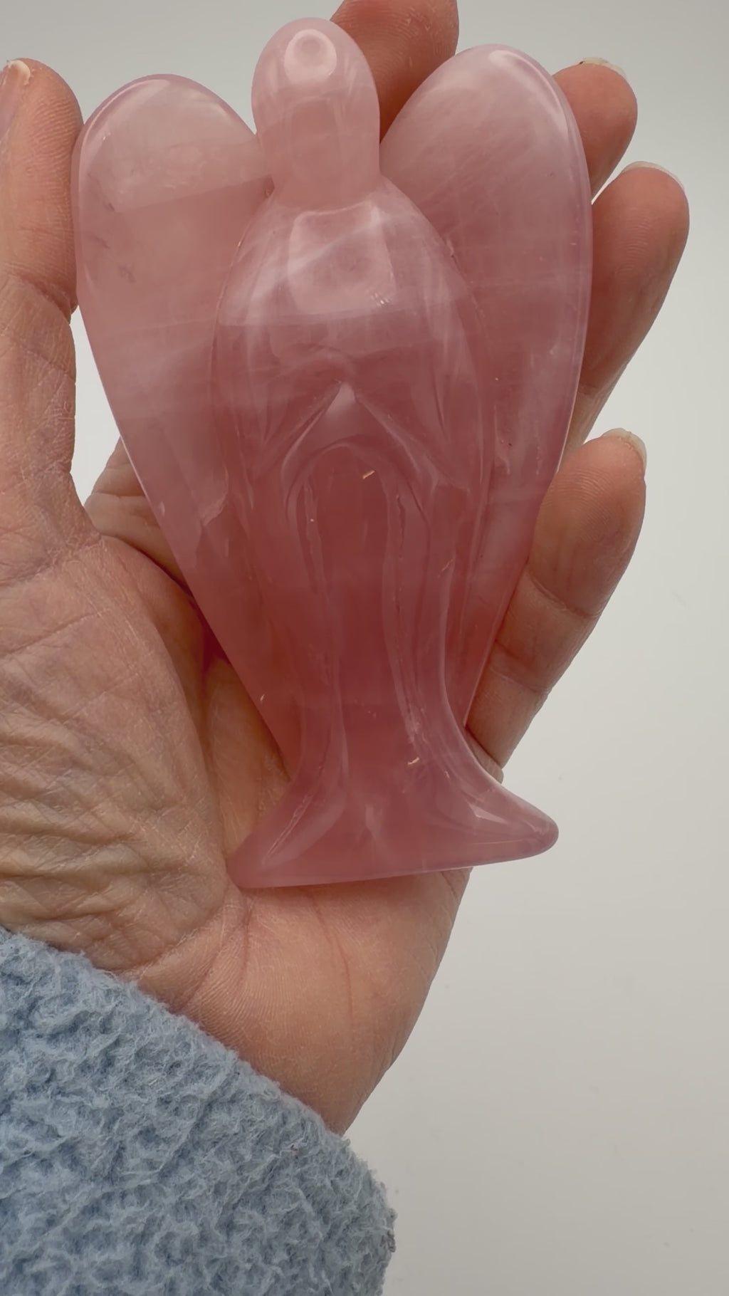 Large Rose Quartz Angel Carving – 213g Pink Crystal Angel | Healing Crystal Gift UK