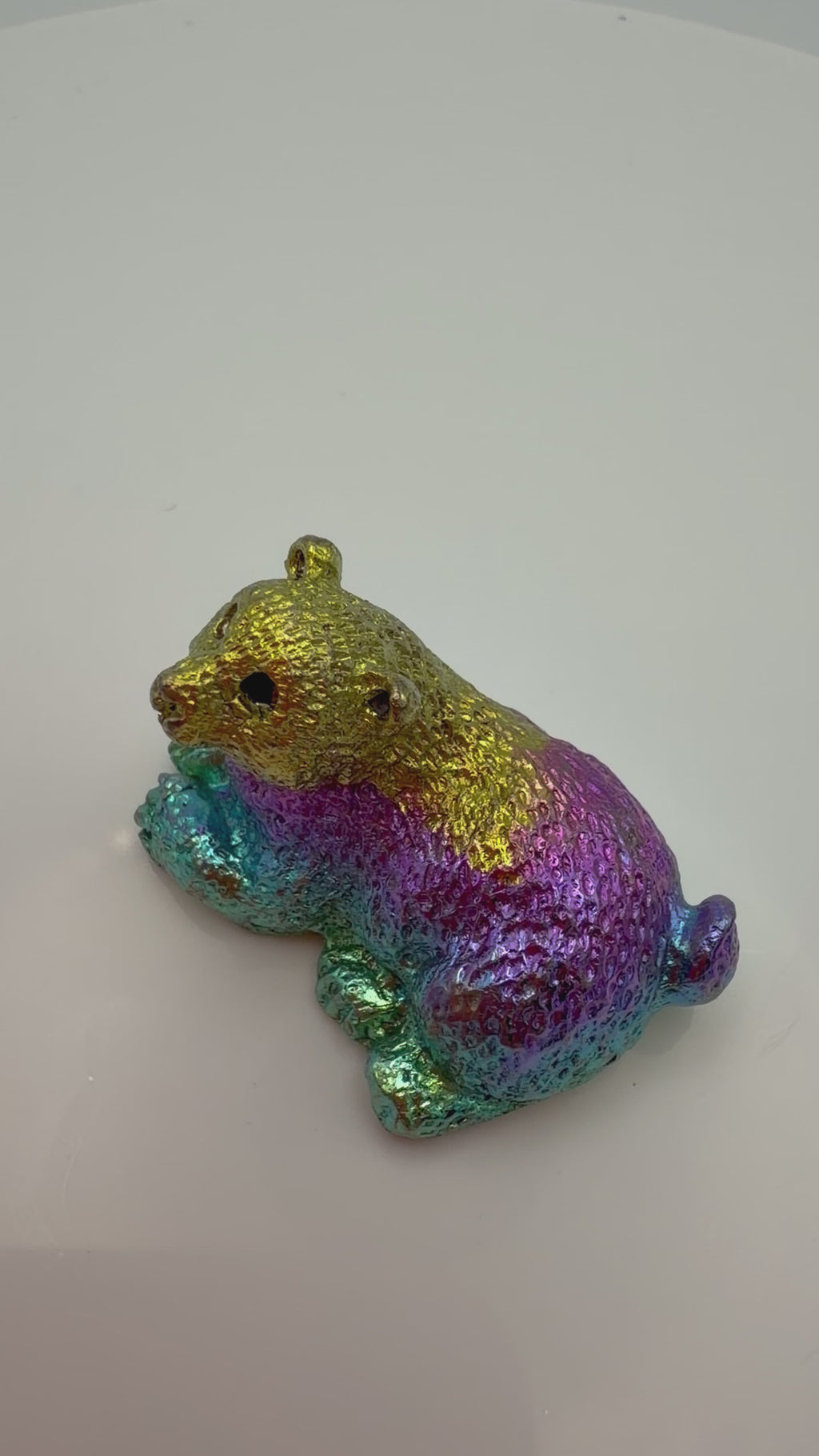 Bismuth Bear Carving – Rainbow Metallic Crystal Animal 28g